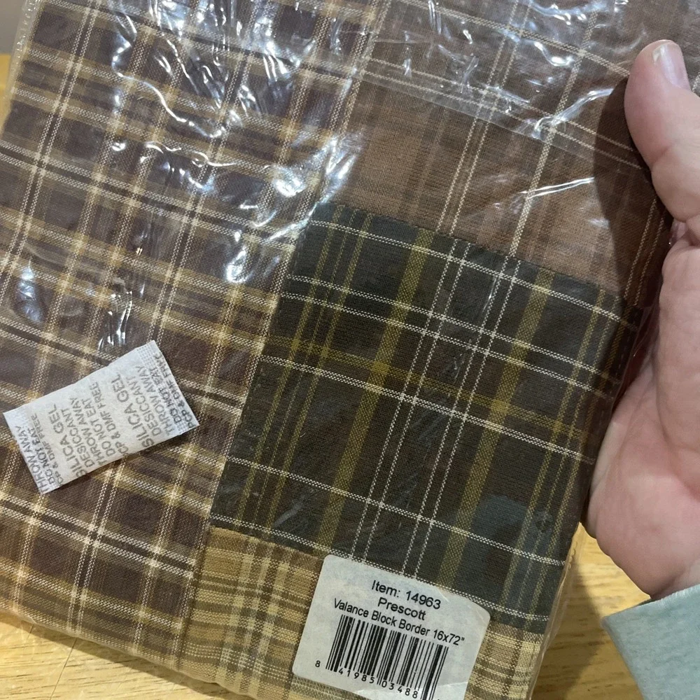 Prescott Patchwork Brown Check VALANCE 16x72 VHC BRANDS COUNTRY Rustic Log Cabin